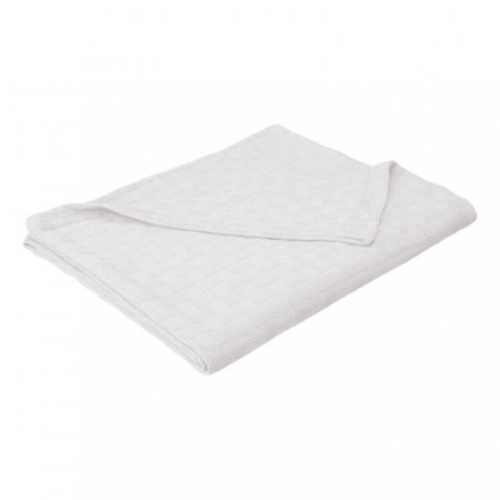 IMPRESSIONS Impressions BLANKET-BAS TW WH Twin & Twin Cotton Blanket; Basket Weave; Extra Large - White BLANKET_BAS TW WH